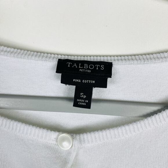 Talbots Size Small Petite Pima Cotton Crochet Lace Cardigan Sweater White - Picture 4 of 5